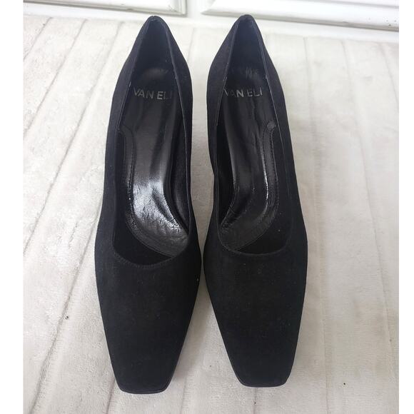 Vaneli Square Toe Heels in Black Suede - Size 9.5 W - NEW - Picture 3 of 9